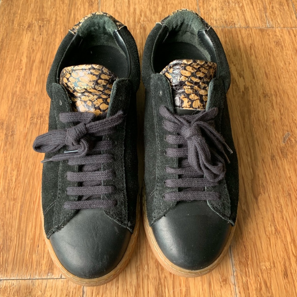 Zespa “Napa” Black Suede & Snake Print Sneakers